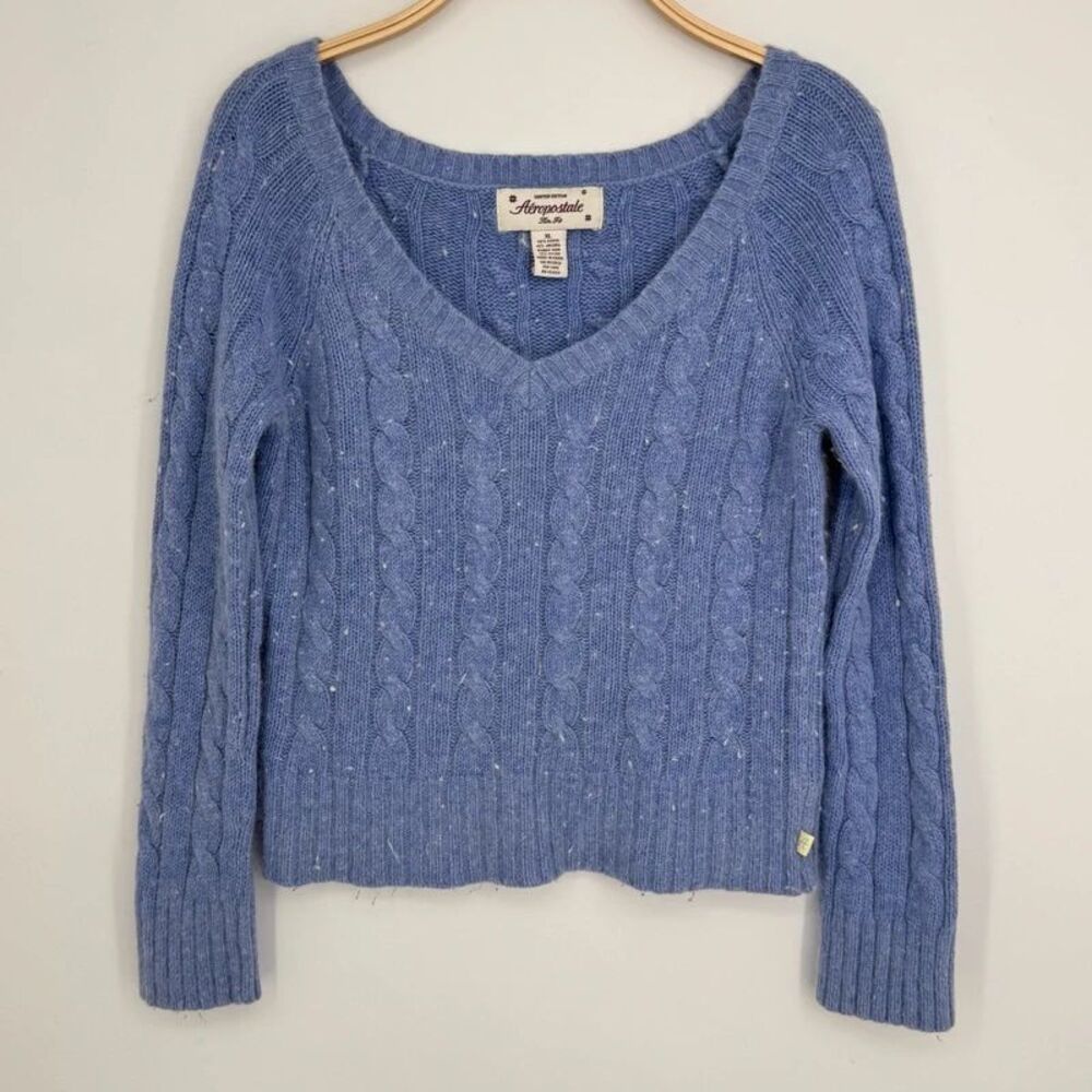 Y2K Aeropostale Cable Knit Sweater XL Angora Blend